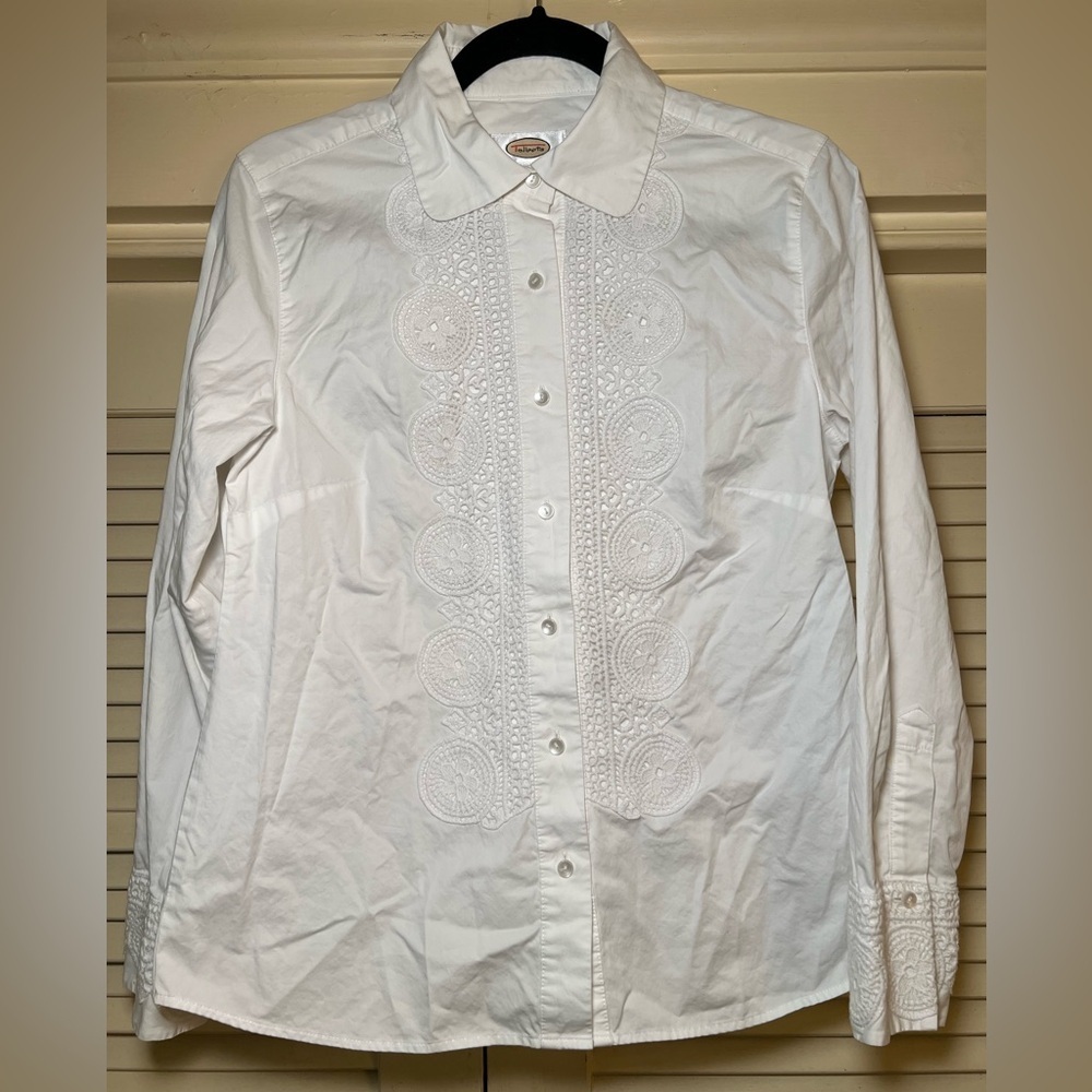 Vintage Talbots Cotton Crochet Button Down Shirt Top, size small 6 Cottagecore - Picture 9 of 15
